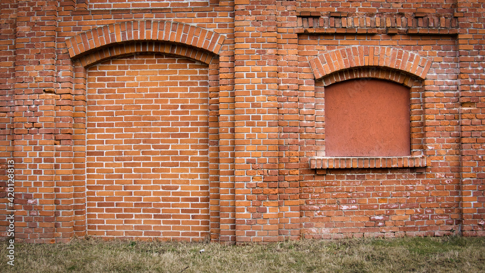 Fototapeta premium TŁO, FASADA BUDYNKU Z CEGŁY