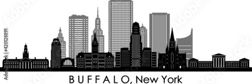 BUFFALO New York USA City Skyline Vector 