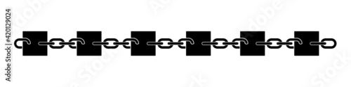 Blockchain icon. Blockchain records represented by blocks connected with chain links. Vector Illustration