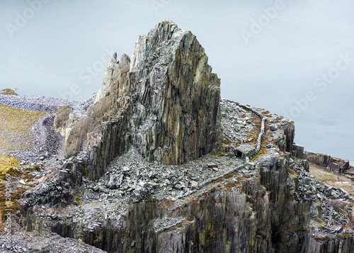 Slate outcrop in disused Welsh quarry 7326 photo