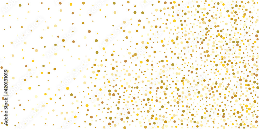 Golden  point confetti on a white background. Luxury festive background. Decorative element. Element of design. Vector illustration, EPS 10.
