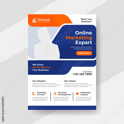 Modern Business flyer template design, Flyer Template with Geometric shape used for your business poster, Company flyer, corporate banners, leaflets.