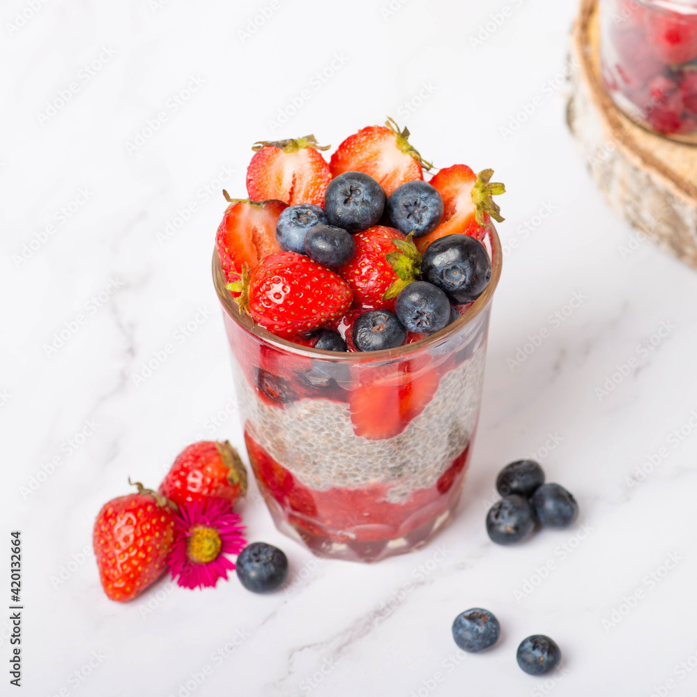 Chia seeds Pudding on white Chia seeds Pudding on white