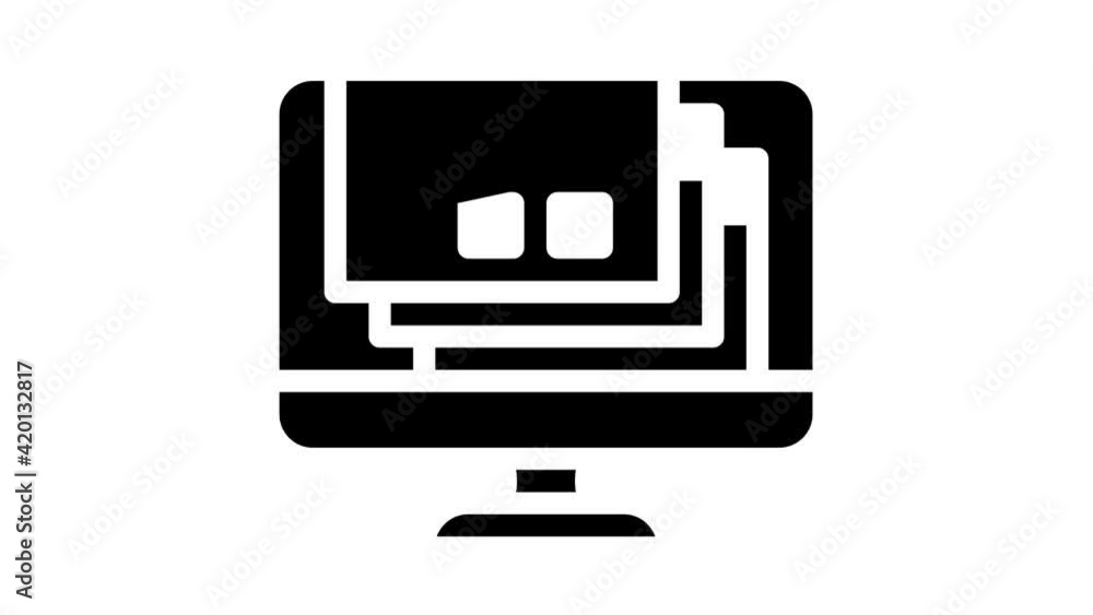 opened windows of operating system glyph icon animation opened windows of operating system glyph icon animation