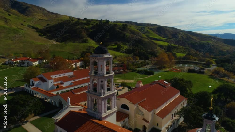 Thomas Aquinas College Campus, Santa Paula, Ojai, California,
Aerial View around the main building and Lady of the Most Holy Trinity Chapel
Spanish Style construction, afternoon Thomas Aquinas College Campus, Santa Paula, Ojai, California,
Aerial View around the main building and Lady of the Most Holy Trinity Chapel
Spanish Style construction, afternoon
