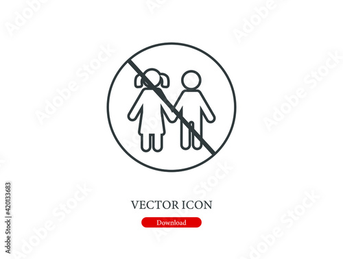 No children vector icon.  Editable stroke. Linear style sign for use on web design and mobile apps, logo. Symbol illustration. Pixel vector graphics - Vector
