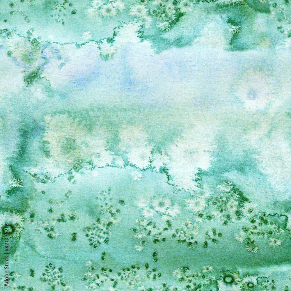 Abstract watercolor seamless pattern. Watercolor green background