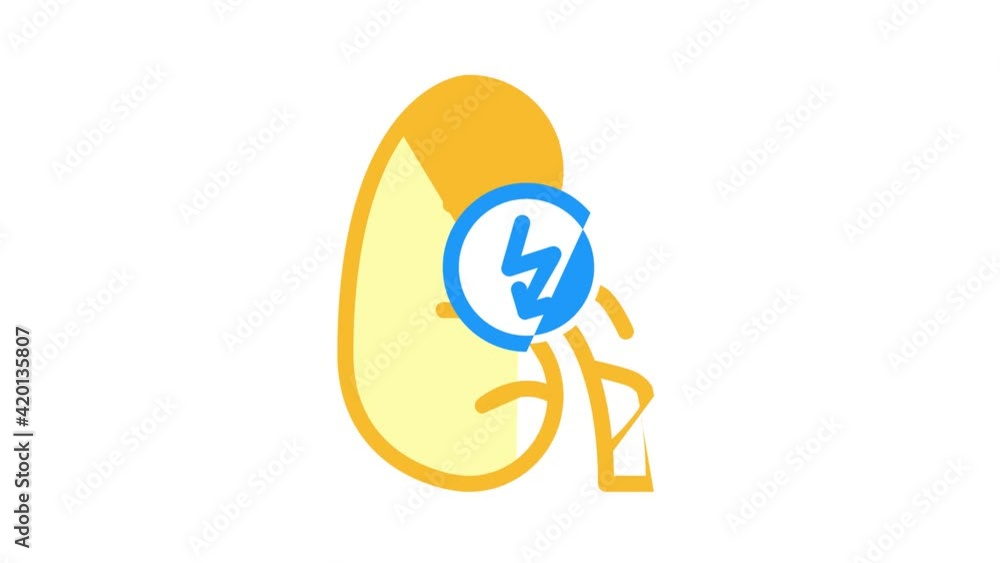 kidney cutting ache color icon animation