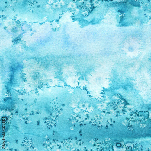 Abstract watercolor seamless pattern. Watercolor blue background