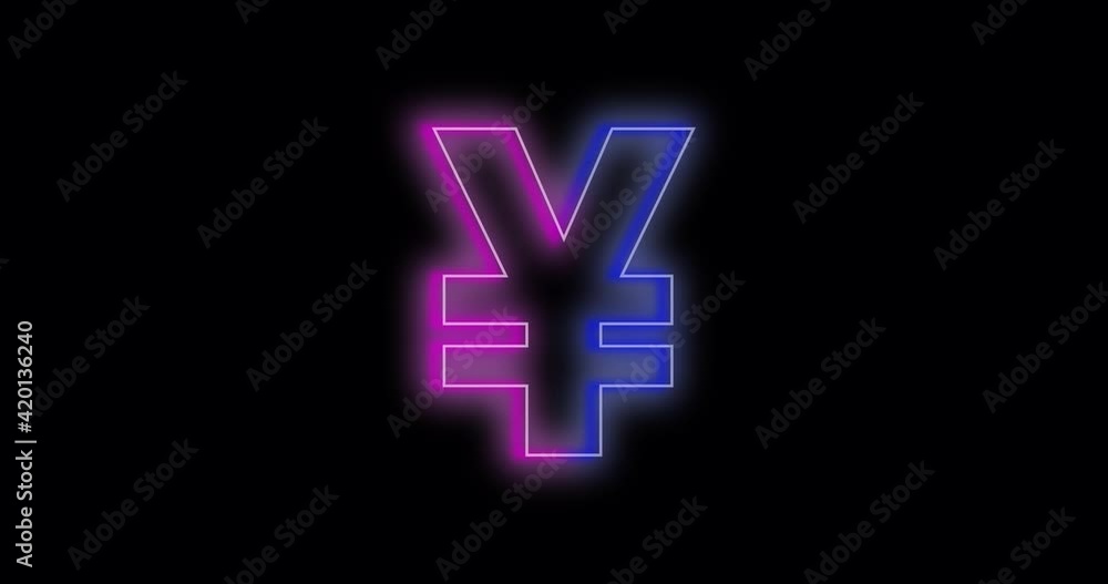 Glowing neon line Yen Symbol icon isolated on black background. 4K video animation graphics Glowing neon line Yen Symbol icon isolated on black background. 4K video animation graphics