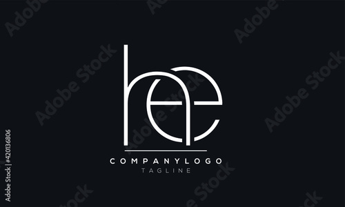Abstract Letter Initial HE EH Vector Logo Design Template