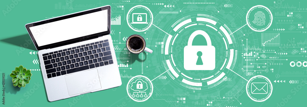 Internet network security concept with a laptop computer Internet network security concept with a laptop computer