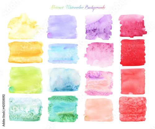 Rainbow watercolor splashes set Abstract colorful hand drawn blots