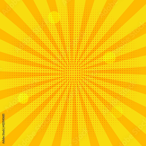 Vintage vector retro background with sun rays. Pop art poster, banner comics.