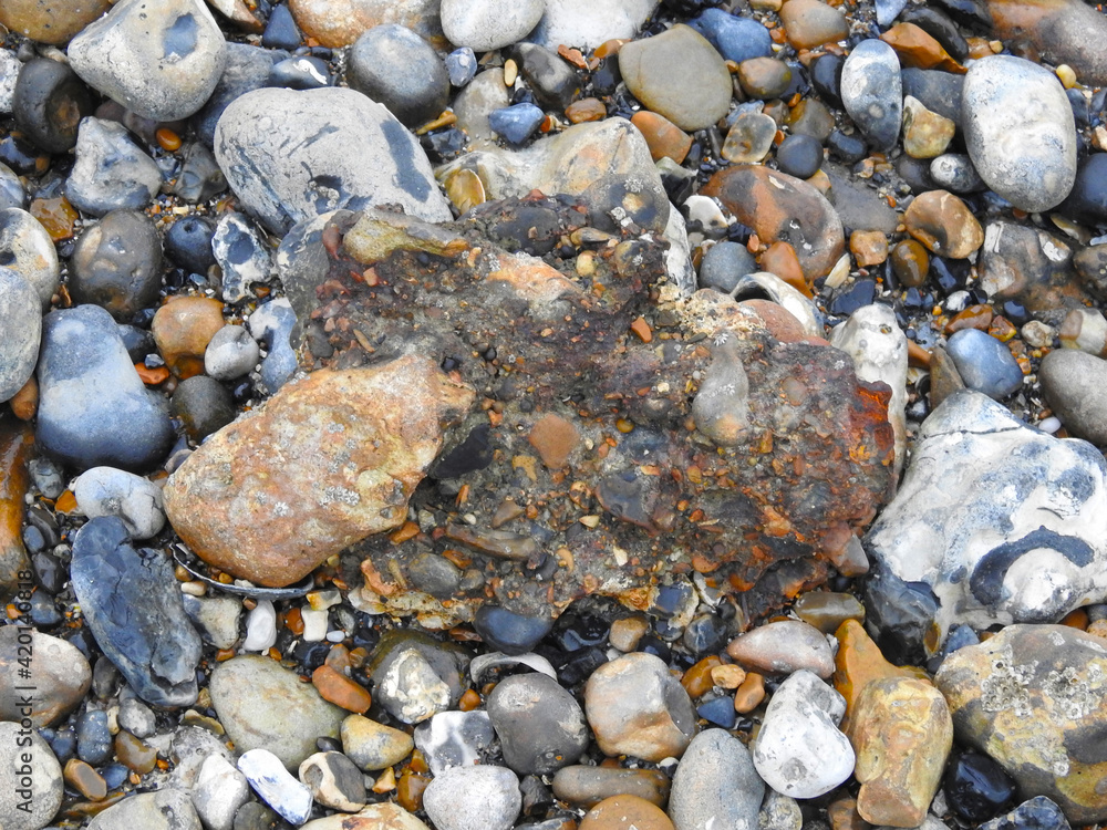 Old metal combined with stones by nature Old metal combined with stones by nature