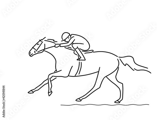 Gallop on a race horse, vector sketch