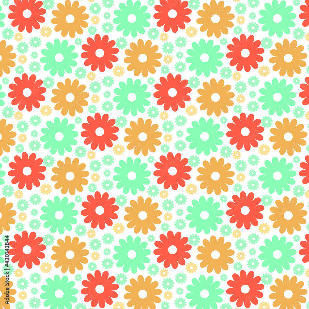 A Simple pattern with Colorful flowers.