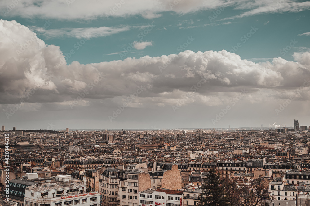 Paris, France 13-03-2021: a view of Paris from monmartre