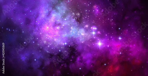 Cosmic artistic illustration. Colorful space background with stars © WhataWin