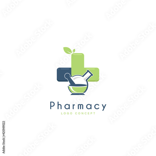 Pharma Herbal Logo Symbol Design Template Flat Style Vector