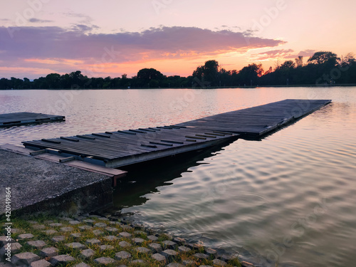 Sunset view of Rowing Venue in city of Plovdiv, Bulgaria photo