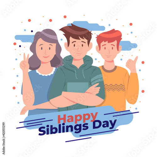 happy sibling's day concept. vector illustration