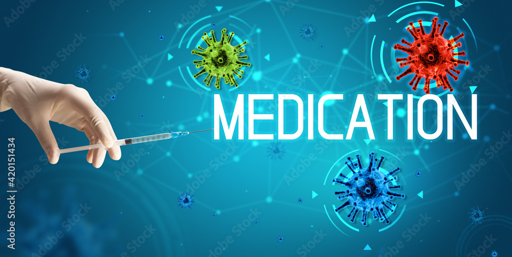 Syringe, medical injection in hand, coronavirus vaccine concept Syringe, medical injection in hand, coronavirus vaccine concept
