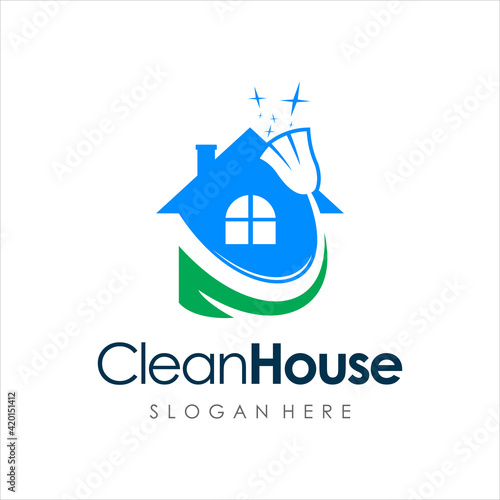 clean house logo design vector
