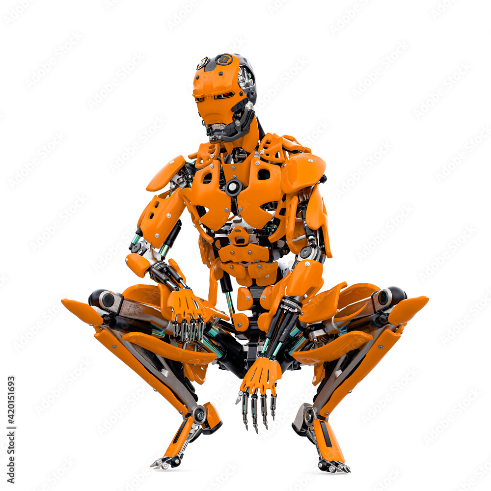master cyber robot is crouched master cyber robot is crouched