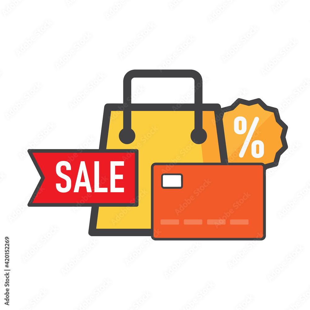 shoping bag illustration. shoping bag with credit card icon. can use for, icon design element,ui, web, mobile app. shoping bag illustration. shoping bag with credit card icon. can use for, icon design element,ui, web, mobile app.
