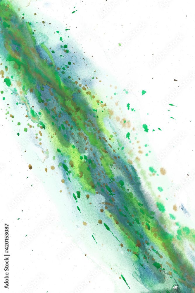 Abstract watercolor painting with fresh green tones.