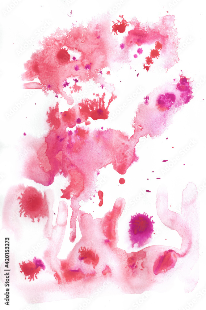 Abstract watercolor painting with pink and rose colors