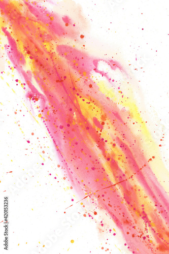 Obraz na płótnie Abstract watercolor painting with pink and yellow colors w salonie
