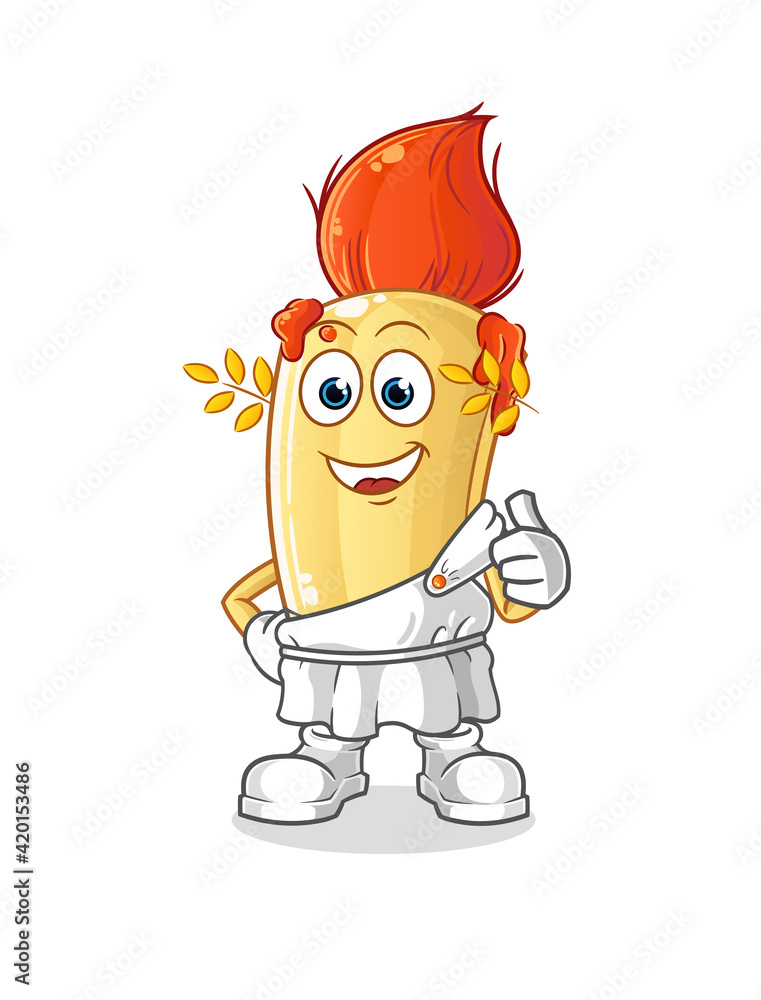 paintbrush with greek clothing. cartoon mascot vector paintbrush with greek clothing. cartoon mascot vector