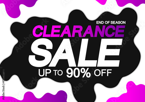Clearance Sale 90% off, poster design template, great offer banner, vector illustration