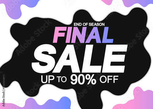 Final Sale 90% off, poster design template, great offer banner, vector illustration