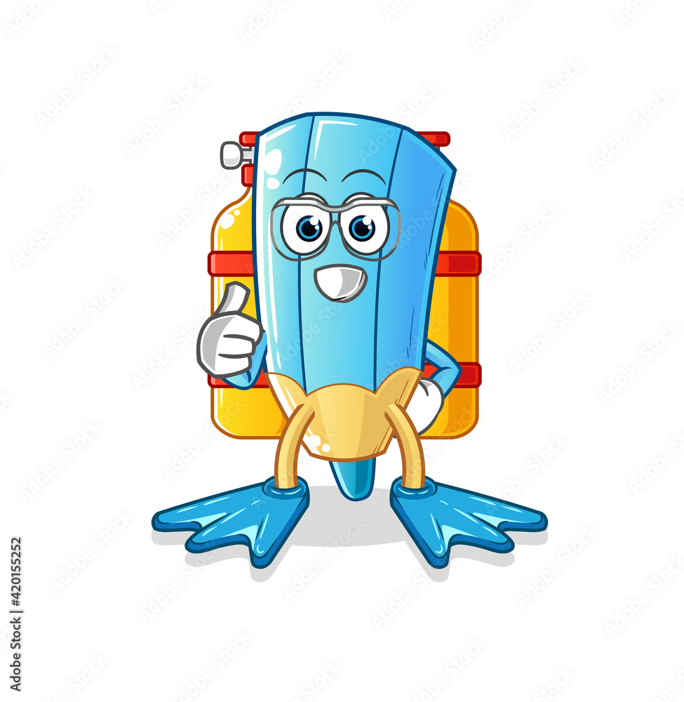 coloring pencil divers mascot. cartoon vector