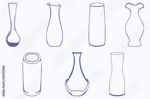 set of glass vases and bottles