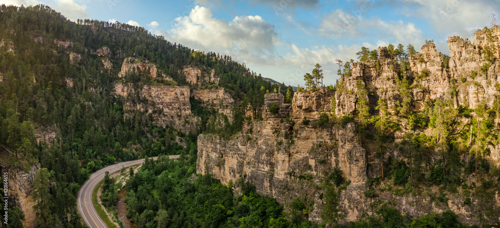 Sunset light in Spearfish Canyon Scenic Byway,  South Dakota Black Hills