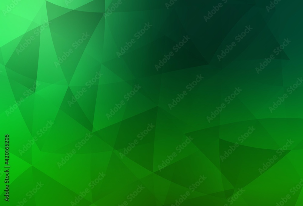 Obraz premium Dark Green vector polygon abstract backdrop.