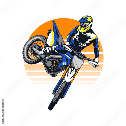 illustration concept of motocross for t-shirt, badge and others