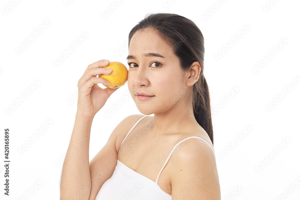 women skincare image with orange on white women skincare image with orange on white