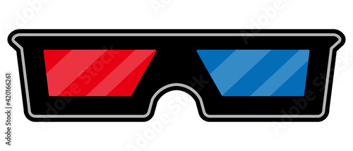 赤と青のレンズの3dゴーグル