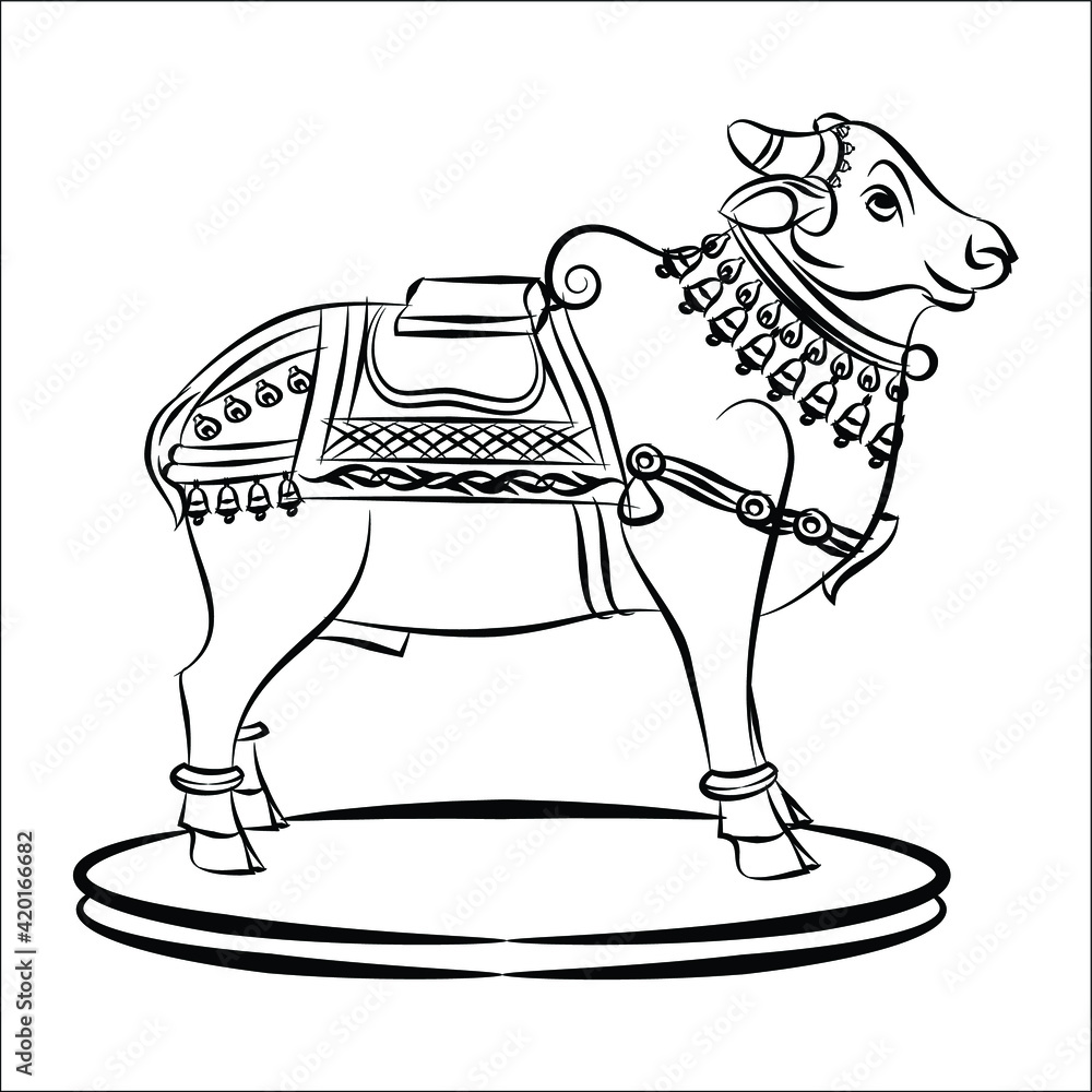 vehicle of Lord Shiva, Nandi the bull for fabric printing or painting Stock  Vector | Adobe Stock
