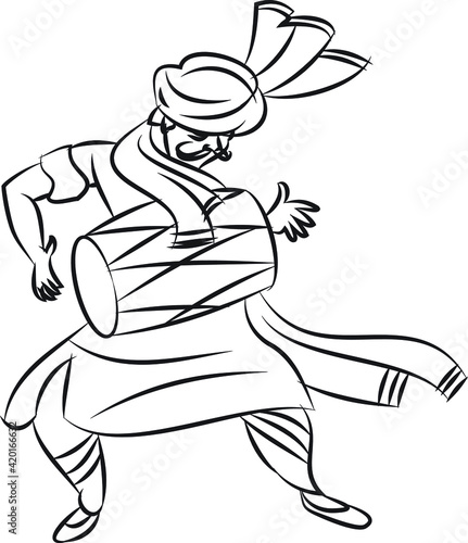 celebration of the Maharashtrian new year, India. Drummers welcoming the new year with dhol and Tasha for welcoming new year Gudhi Padwa.	
