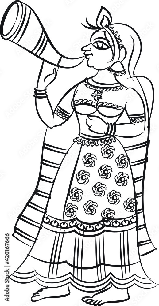 Indian Royal Palace, King, queen, Musicians, drummers, and servants were drawn in Indian folk art, Kalamkari style. for textile printing, logo, wallpaper Indian Royal Palace, King, queen, Musicians, drummers, and servants were drawn in Indian folk art, Kalamkari style. for textile printing, logo, wallpaper