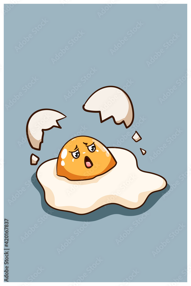 A little cute broken egg cartoon illustration A little cute broken egg cartoon illustration