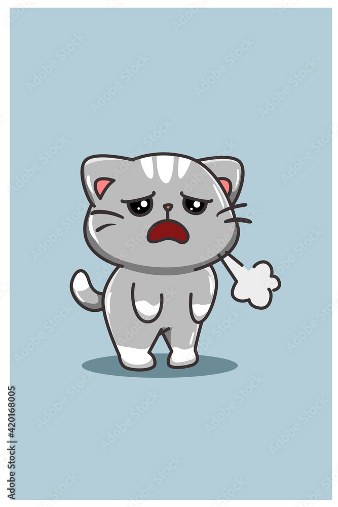 A cute and tired cat cartoon vector illustration A cute and tired cat cartoon vector illustration