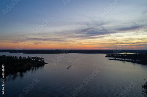 sunset over the lake photo