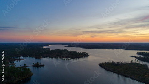 sunset over the lake photo